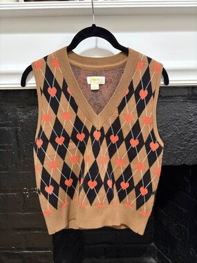 Anthropologie Maeve Argyle Heart Knit Vest